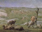 Jean Francois Millet The field with house oil painting